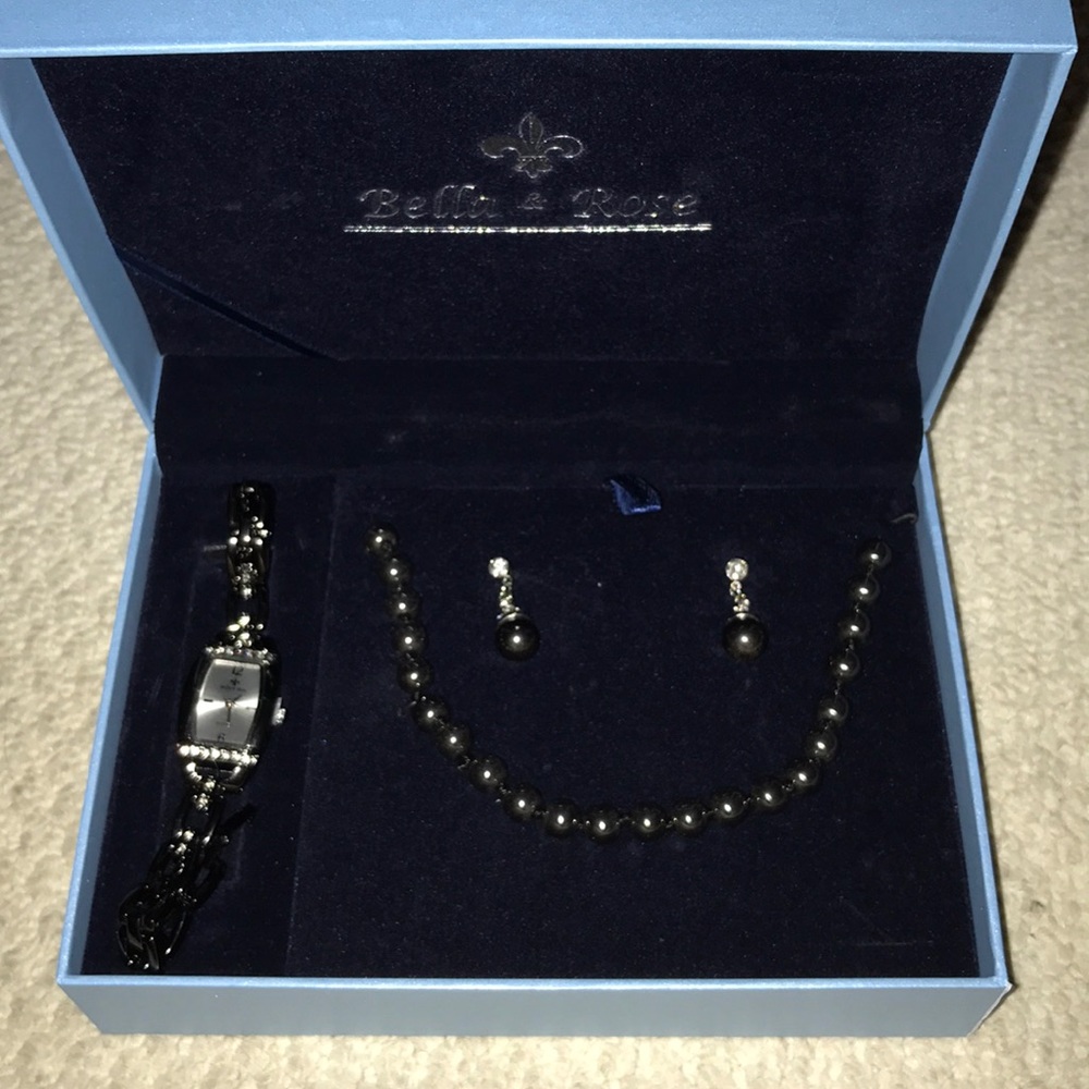 Matching watch, necklace, and earrings